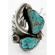 Handmade Certified Authentic Signed Carved Flower Navajo .925 Sterling Silver Natural Turquoise Native American Ring  16502