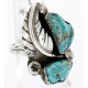 Handmade Certified Authentic Signed Carved Flower Navajo .925 Sterling Silver Natural Turquoise Native American Ring  16502