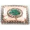 Certified Authentic Navajo .925 Sterling Silver and Copper Natural Turquoise Native American Buckle 45645654