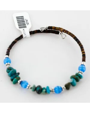 Certified Authentic Navajo Turquoise and Blue Quartz WRAP Bracele Native American Bracelet 12747