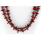 Certified Authentic 2 Strand Navajo .925 Sterling Silver Natural Turquoise and Coral Native American Necklace 750175
