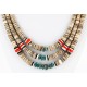 3 Strand Certified Authentic Navajo .925 Sterling Silver Turquoise Coral Spiny Oyster and Graduated Heishi Native American Necklace 15931-7