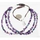 Certified Authentic 3 Strand Navajo .925 Sterling Silver Turquoise and AMETHYST Native American Necklace 15941