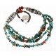 Certified Authentic 4 Strand Navajo .925 Sterling Silver and Turquoise and Coral Native American Necklace 15958