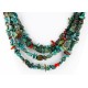 Certified Authentic 4 Strand Navajo .925 Sterling Silver and Turquoise and Coral Native American Necklace 15958