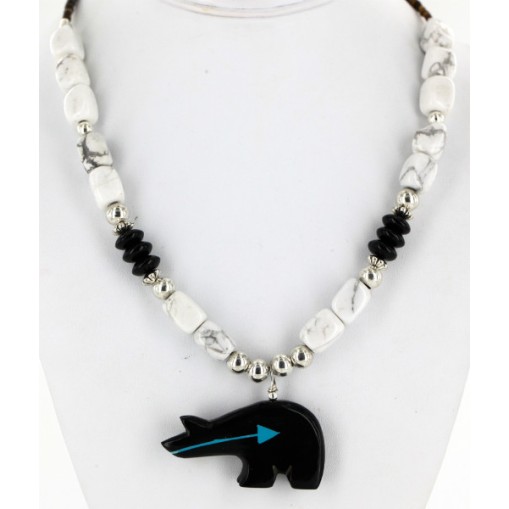 Certified Authentic Navajo .925 Sterling Silver Natural White Howlite Native American Necklace 750176 Certified Authentic Navajo .925 Sterling Silver Natural White Howlite Native American Necklace 750176