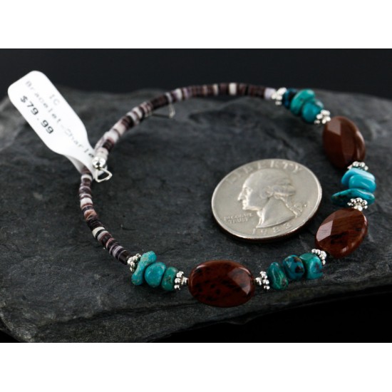 Certified Authentic Navajo Turquoise and Carnelian Native American WRAP Bracelet 12745 Certified Authentic Navajo Turquoise and Carnelian Native American WRAP Bracelet 12745