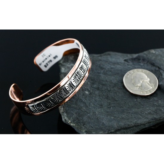 Handmade Certified Authentic Navajo Pure .925 Sterling Silver and Copper Native American Bracelet 12751 Handmade Certified Authentic Navajo Pure .925 Sterling Silver and Copper Native American Bracelet 12751