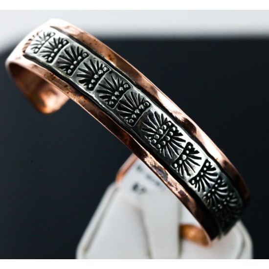 Handmade Certified Authentic Navajo Pure .925 Sterling Silver and Copper Native American Bracelet 12751 Handmade Certified Authentic Navajo Pure .925 Sterling Silver and Copper Native American Bracelet 12751
