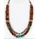 Certified Authentic 3 Strand Navajo .925 Sterling Silver Turquoise and Goldstone Native American Necklace 750169