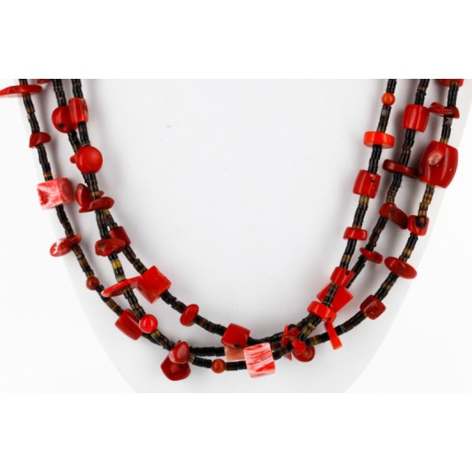 3 Strand Certified Authentic Navajo .925 Sterling Silver Coral Native American Necklace 750174 3 Strand Certified Authentic Navajo .925 Sterling Silver Coral Native American Necklace 750174