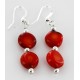Certified Authentic Navajo .925 Sterling Silver Hooks Natural Coral Disks Native American Earrings 18073