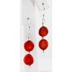Certified Authentic Navajo .925 Sterling Silver Hooks Natural Coral Disks Native American Earrings 18073