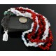 Certified Authentic 4 Strand Navajo .925 Sterling Silver Turquoise Coral and Opalite Native American Necklace 16003