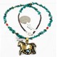 .925 Sterling Silver 12kt Gold Filled Handmade Horse Certified Authentic Navajo Turquoise Native American Necklace 24323-3