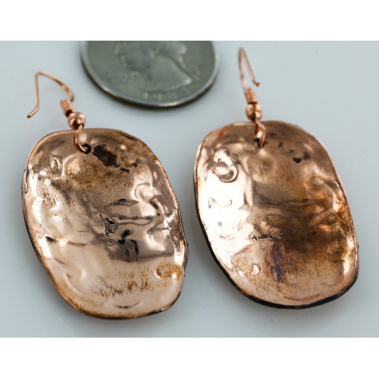 Handmade Certified Authentic Navajo Handstamped Real Handmade Copper Native American Earrings 16976-1 Handmade Certified Authentic Navajo Handstamped Real Handmade Copper Native American Earrings 16976-1