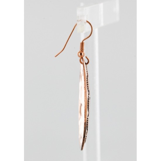 Handmade Certified Authentic Navajo Handstamped Real Handmade Copper Native American Earrings 16976-1 Handmade Certified Authentic Navajo Handstamped Real Handmade Copper Native American Earrings 16976-1