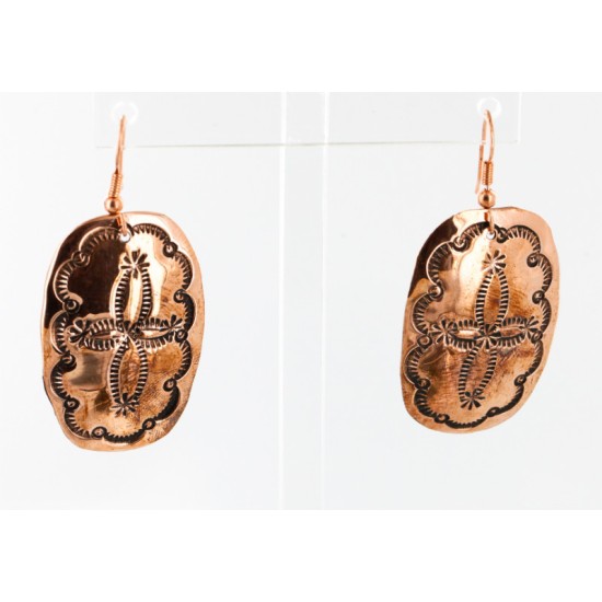 Handmade Certified Authentic Navajo Handstamped Real Handmade Copper Native American Earrings 16976-1 Handmade Certified Authentic Navajo Handstamped Real Handmade Copper Native American Earrings 16976-1