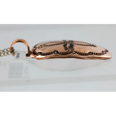 Navajo Handstamped Copper Pendant Native American Necklace 16975-2 Navajo Handstamped Copper Pendant Native American Necklace 16975-2