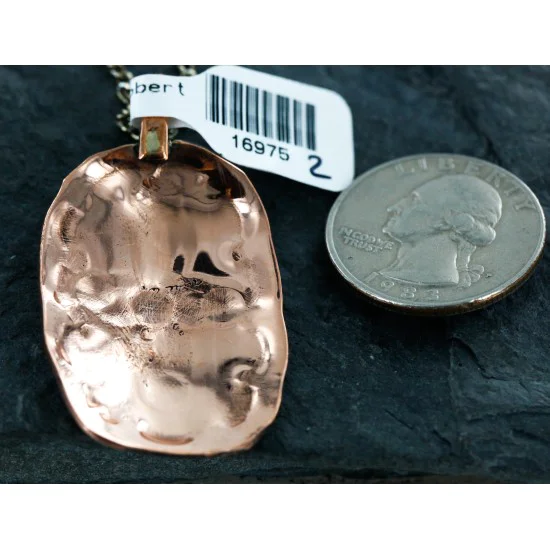 Navajo Handstamped Copper Pendant Native American Necklace 16975-2 Navajo Handstamped Copper Pendant Native American Necklace 16975-2