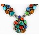 .925 Sterling Silver Handmade Certified Authentic Navajo Multicolor Coral, Lapis, Turquoise Native American Necklace 25100