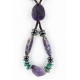 Certified Authentic Navajo .925 Sterling Silver Natural PURPLE AGATE AMETHYST TURQUOISE AND HEMATITE Native American Necklace 16001