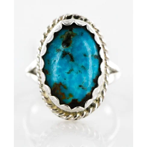 Handmade Certified Authentic Navajo .925 Sterling Silver Natural Turquoise Native American Ring  16934