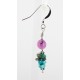Certified Authentic Navajo .925 Sterling Silver Hooks Natural Turquoise and Purple Quartz Native American Earrings 18083-1