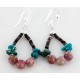 Certified Authentic Navajo .925 Sterling Silver Hooks Natural Turquoise Pink Agate HEISHI HOOP Native American Earrings 18081-2 Certified Authentic Navajo .925 Sterling Silver Hooks Natural Turquoise Pink Agate HEISHI HOOP Native American Earrings 18081-2