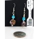 Certified Authentic Navajo .925 Sterling Silver Hooks Natural Turquoise and JASPER Native American Earrings 18083-2
