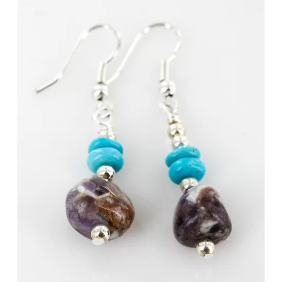 Certified Authentic Navajo .925 Sterling Silver Hooks Natural Turquoise and JASPER Native American Earrings 18083-2 Certified Authentic Navajo .925 Sterling Silver Hooks Natural Turquoise and JASPER Native American Earrings 18083-2