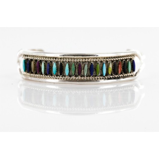 Handmade Certified Authentic Zuni .925 Sterling Silver Multicolor Turquoise Native American Bracelet 12665 Handmade Certified Authentic Zuni .925 Sterling Silver Multicolor Turquoise Native American Bracelet 12665
