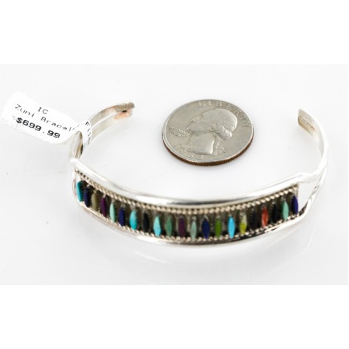 Handmade Certified Authentic Zuni .925 Sterling Silver Multicolor Turquoise Native American Bracelet 12665 Handmade Certified Authentic Zuni .925 Sterling Silver Multicolor Turquoise Native American Bracelet 12665