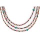Certified Authentic 3 Strand Navajo .925 Sterling Silver Natural Turquoise Pink Agate and Heishi Native American Necklace 25246-4