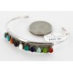 Petit Point Handmade Certified Authentic Zuni .925 Sterling Silver Multicolor Turquoise Native American Bracelet 12611
