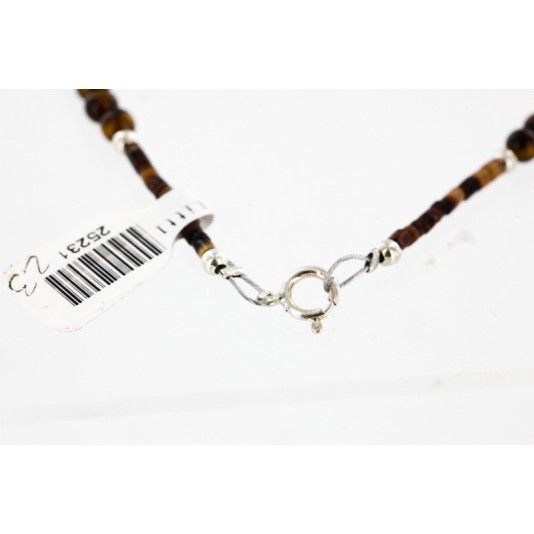 Certified Authentic Navajo .925 Sterling Silver Natural Turquoise Tigers Eye Native American Necklace 25231-23 Certified Authentic Navajo .925 Sterling Silver Natural Turquoise Tigers Eye Native American Necklace 25231-23