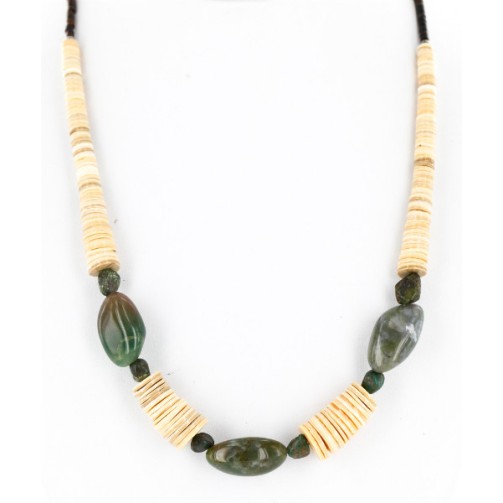 Certified Authentic Navajo .925 Sterling Silver Graduated Melon Shell Agate and Turquoise Native American Necklace 25249-1 Certified Authentic Navajo .925 Sterling Silver Graduated Melon Shell Agate and Turquoise Native American Necklace 25249-1