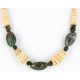 Certified Authentic Navajo .925 Sterling Silver Graduated Melon Shell Agate and Turquoise Native American Necklace 25249-1 Certified Authentic Navajo .925 Sterling Silver Graduated Melon Shell Agate and Turquoise Native American Necklace 25249-1