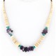 Certified Authentic Navajo .925 Sterling Silver Graduated Melon Shell Turquoise and Amethyst Native American Necklace 25249-2