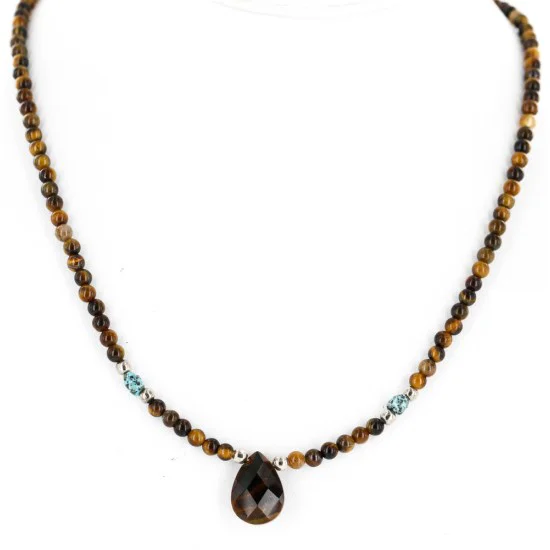 Certified Authentic Navajo .925 Sterling Silver Natural Turquoise Tigers Eye Native American Necklace 25231-23 Certified Authentic Navajo .925 Sterling Silver Natural Turquoise Tigers Eye Native American Necklace 25231-23