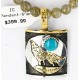 12kt Gold Filled .925 Sterling Silver Handmade Wolf And Moon Certified Authentic Navajo Turquoise and Quartz Native American Necklace 24344-4