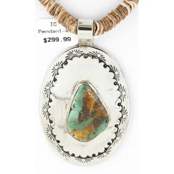 Large HANDMADE Certified Authentic Navajo .925 Sterling Silver Turquoise Graduated Melon Shell Native American Necklace 15971