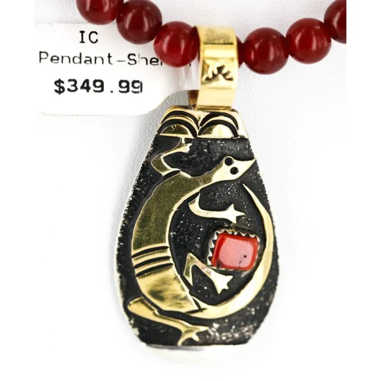 12kt Gold Filled And .925 Sterling Silver Handmade Gaco Certified Authentic Navajo Coral Agate and Turquoise Native American Necklace 24328-6 12kt Gold Filled And .925 Sterling Silver Handmade Gaco Certified Authentic Navajo Coral Agate and Turquoise Native American Necklace 24328-6