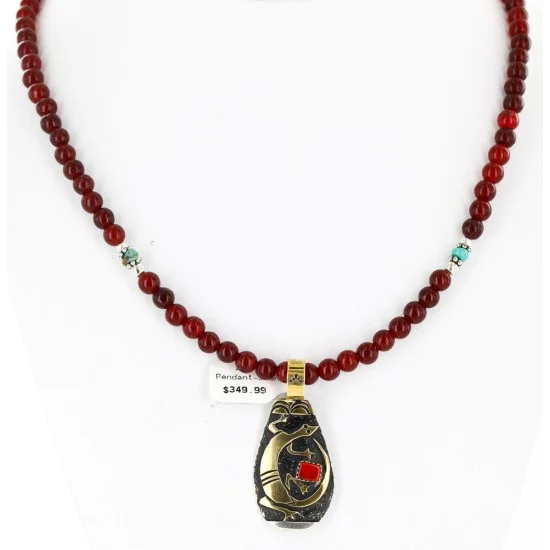 12kt Gold Filled And .925 Sterling Silver Handmade Gaco Certified Authentic Navajo Coral Agate and Turquoise Native American Necklace 24328-6 12kt Gold Filled And .925 Sterling Silver Handmade Gaco Certified Authentic Navajo Coral Agate and Turquoise Native American Necklace 24328-6