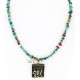 .925 Sterling Silver And 12kt Gold Filled Handmade Certified Authentic Navajo Turquoise Coral Native American Necklace 24300
