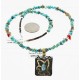 .925 Sterling Silver And 12kt Gold Filled Handmade Certified Authentic Navajo Turquoise Coral Native American Necklace 24300