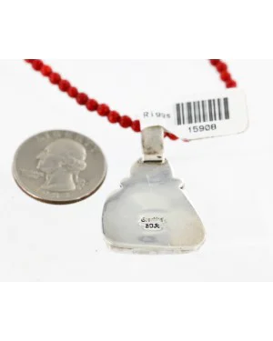 Handmade Certified Authentic Navajo .925 Sterling Silver Natural Spiny Oyster And Turquoise Native American Necklace 15908 Handmade Certified Authentic Navajo .925 Sterling Silver Natural Spiny Oyster And Turquoise Native American Necklace 15908