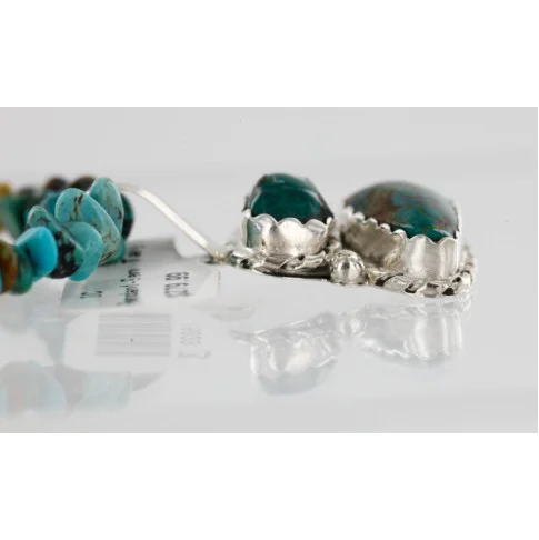 Handmade Certified Authentic Navajo .925 Sterling Silver and Turquoise Coral Native American Necklace 16023-3