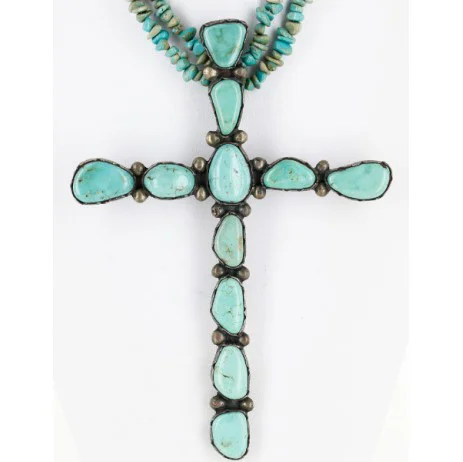 Handmade Certified Authentic Cross Navajo .925 Sterling Silver Turquoise Native American Necklace 24111 Handmade Certified Authentic Cross Navajo .925 Sterling Silver Turquoise Native American Necklace 24111
