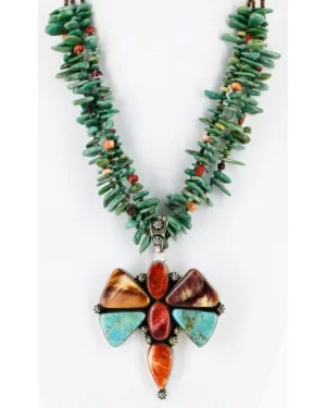 Large Butterfly Handmade Certified Authentic Navajo .925 Sterling Silver Signed Turquoise Spiny Oyster Native American Necklace 24101 Large Butterfly Handmade Certified Authentic Navajo .925 Sterling Silver Signed Turquoise Spiny Oyster Native American Necklace 24101